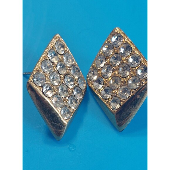 Signed rhinestone earrings marked SC - Picture 2 of 5